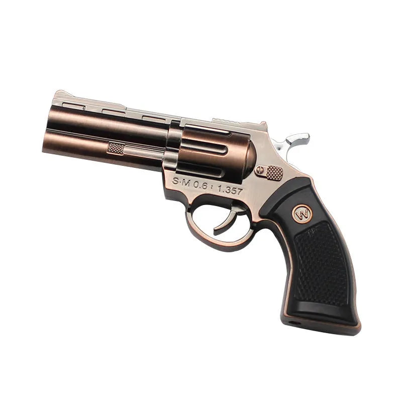 Inflatable windproof direct flame lighter metal body black and gold butane cigarette lighter
