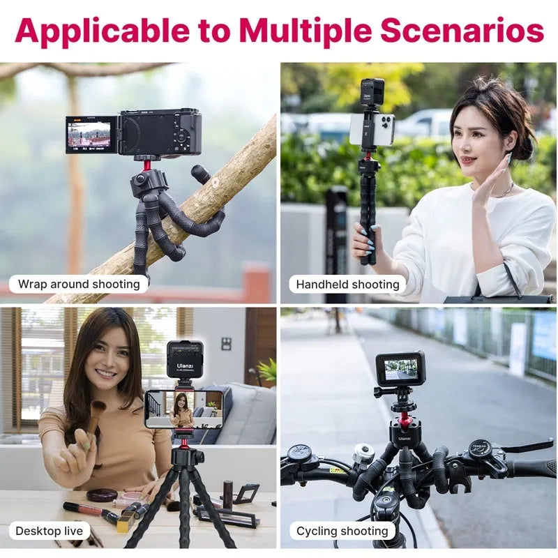 Multifunctional vlogging tripod kit from a photography suite with colour selection options.