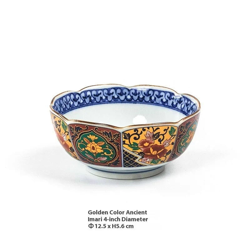 Retro domestic dyed peony Japanese style porcelain 4-inch bowl with underglaze decoration