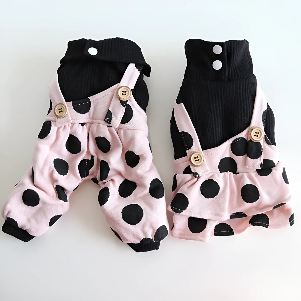 Casual lapel and shoulder strap dog clothes set for couples in sizes XS to XL