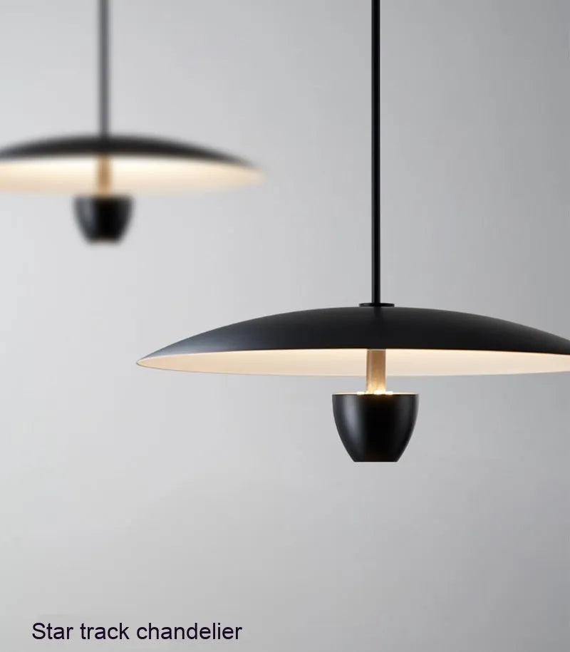 Black modern minimalist chandelier with 400mm diameter circular design