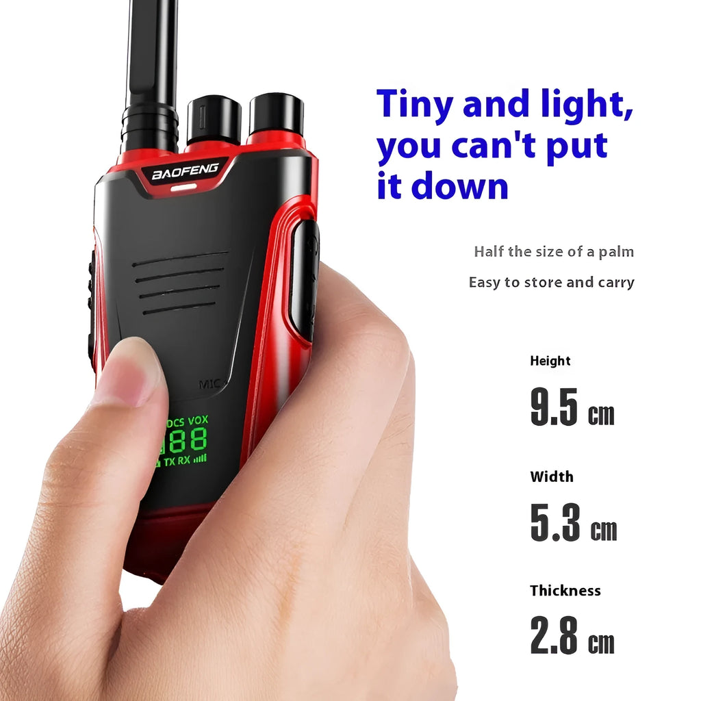 Red and yellow coloured high-power children's intercom walkie talkie with USB charging port.