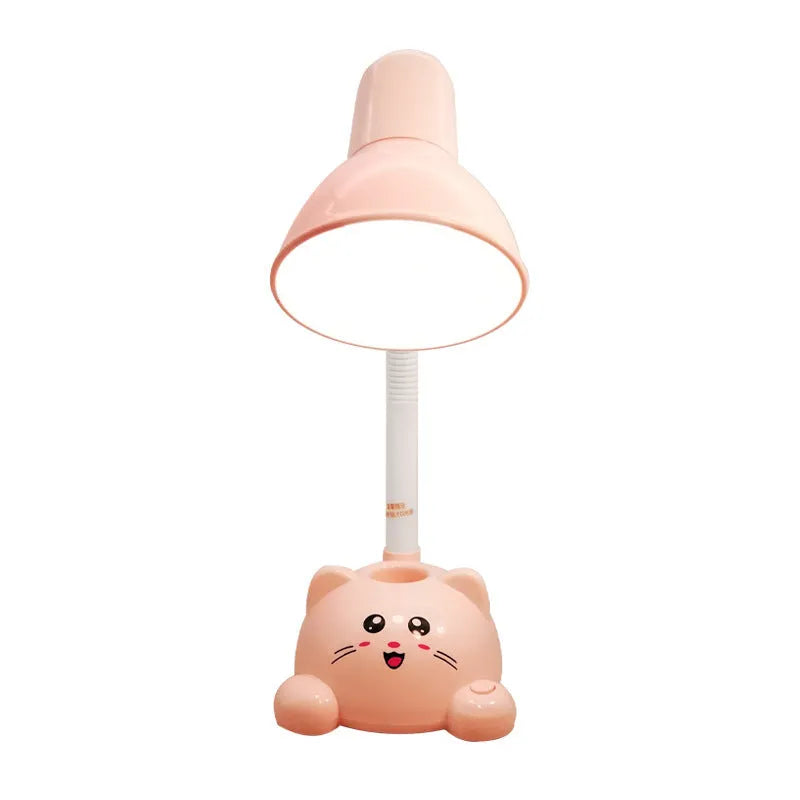 220V socket-powered LED desk lamp in blue or pink for dormitory, home office, and reading use with EU UK US plug options