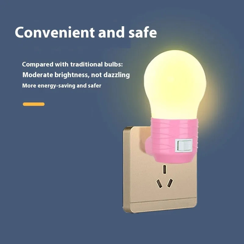 Plug-in bedside baby night feeding lamp in round modern design measuring 45x90x45mm