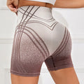 Women's high waisted gradient fitness shorts in brown colour for yoga and running activities