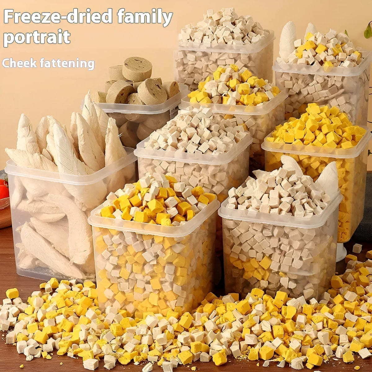 500g freeze-dried chicken breast pet snack barrel for cats and dogs with mixed flavour options