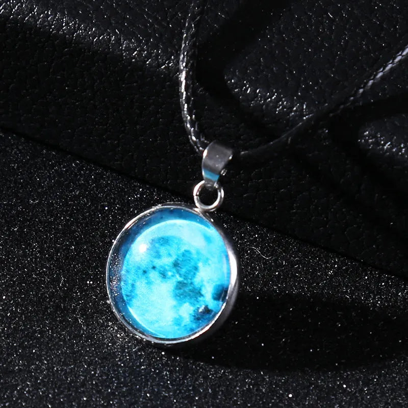 Luminous constellation design alloy pendant necklace on a chain with an extension.
