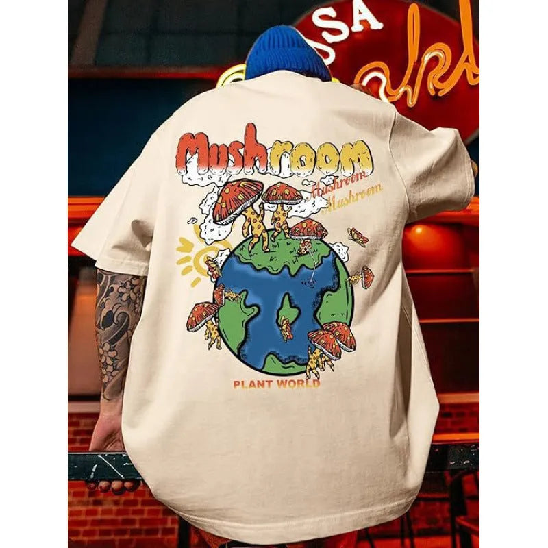 Men's printed street style short-sleeved sports t-shirt with digital pattern on polyester fabric