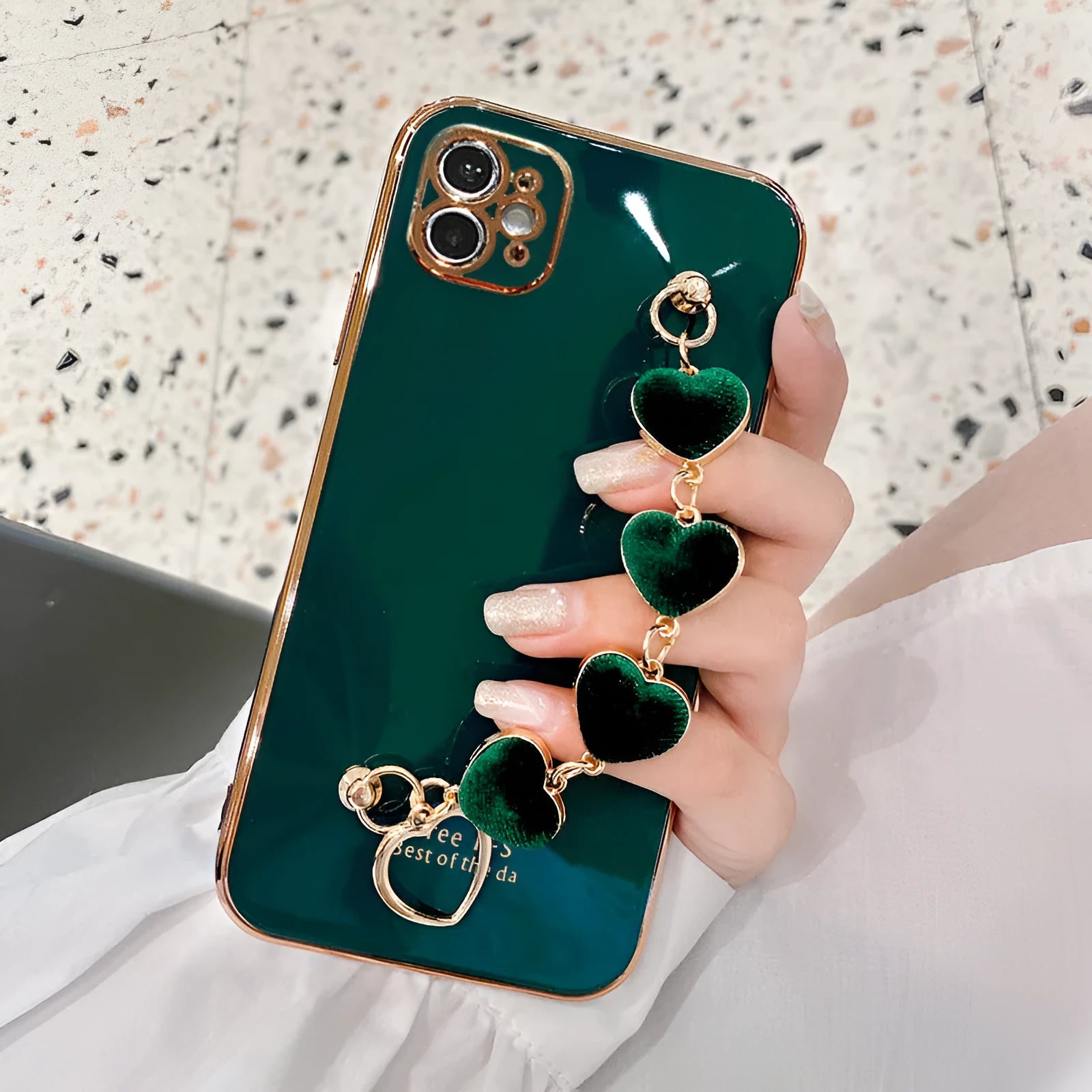 Silicone phone case with wrist strap for Samsung Galaxy S22 in green colour