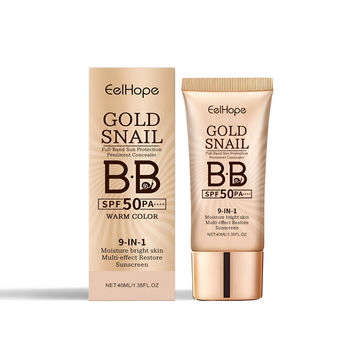 Golden Snail Sunscreen BB Cream 40ml tube in Natural color and Skin colour, 11.3 * 5cm
