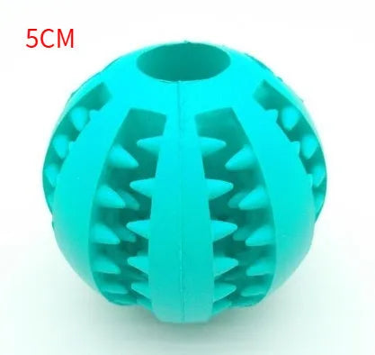 Natural silica gel slow feeder dog toy ball in blue for tooth cleaning and treat dispensing