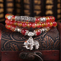 Handmade watermelon crystal bracelet with Chinese knot in 8mm or 6mm elephant style beads.