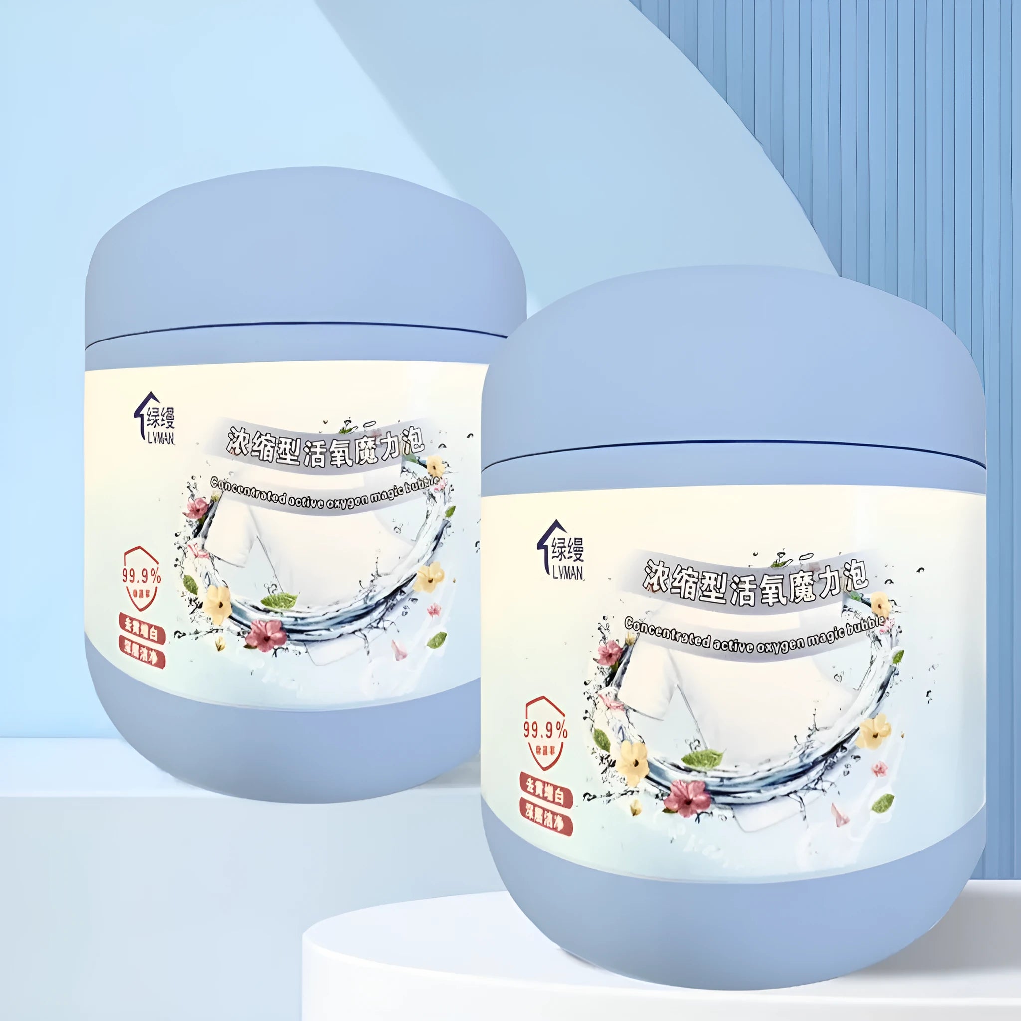 Bottle of 400g active oxygen bleaching powder for laundry stain removal.