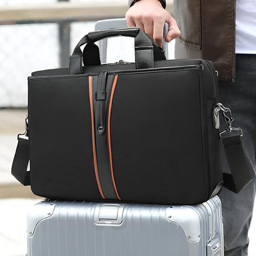 Black single-shoulder laptop backpack 15 inch Oxford cloth with soft handle for business use