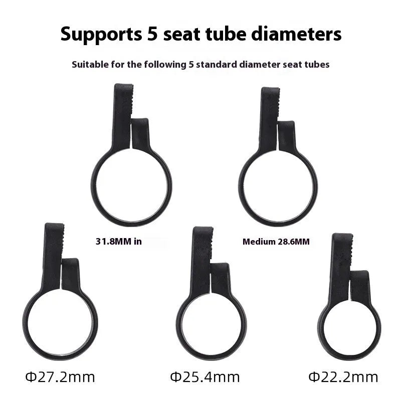 Red plastic bicycle seat post bracket for mounting a rear anti-theft taillight.
