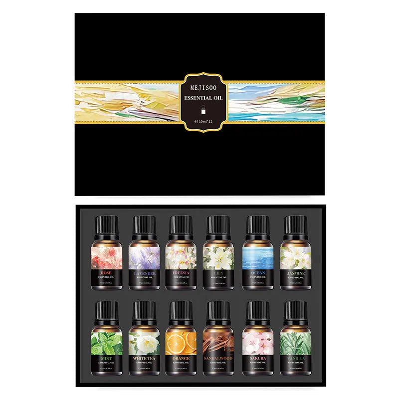 Water soluble aromatherapy essential oil set six or twelve bottles liquid fragrances for diffuser