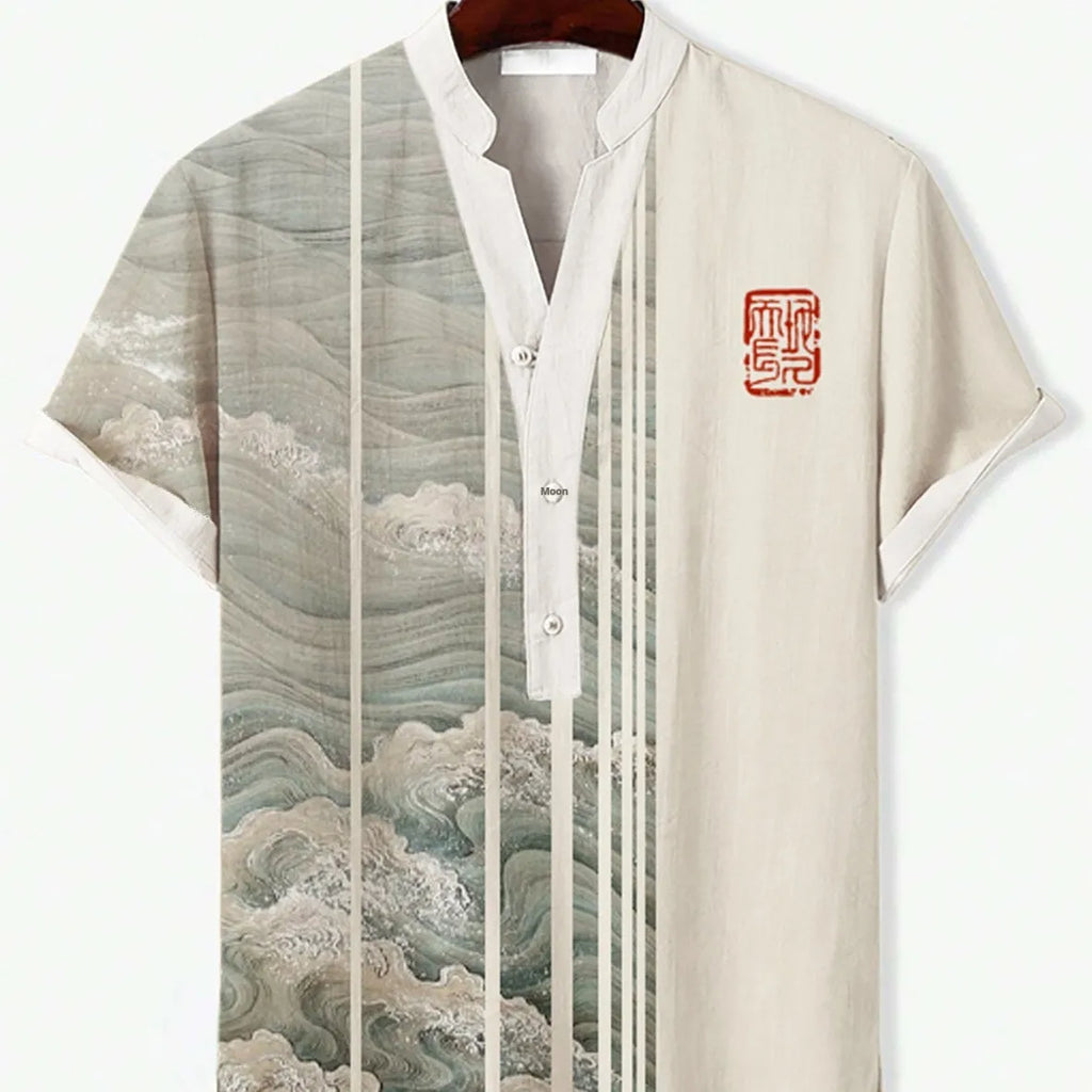 Men's 3D digital animal print short sleeve shirt in polyester fabric available in multiple colours