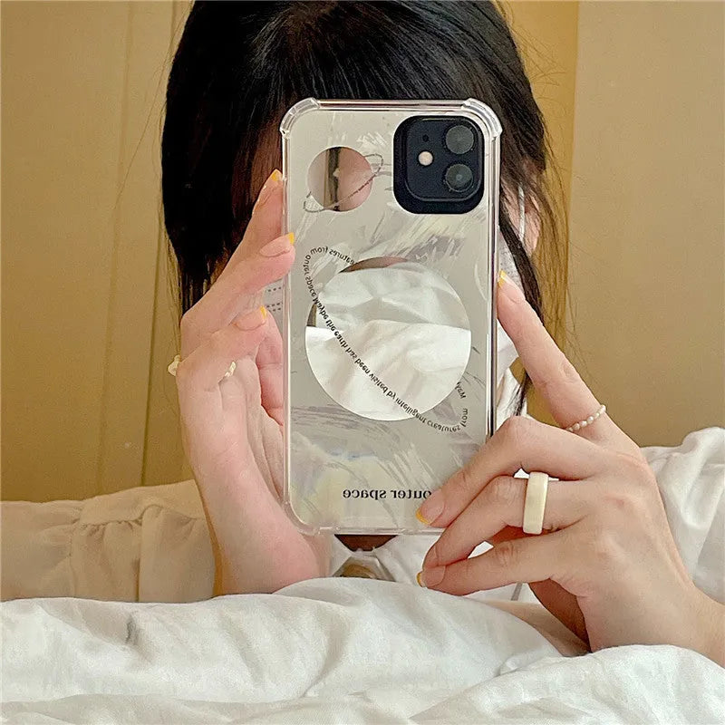 Cool Wind Space Planet mirror phone case in mirror-planet colour with TPU and electroplating for iPhone models