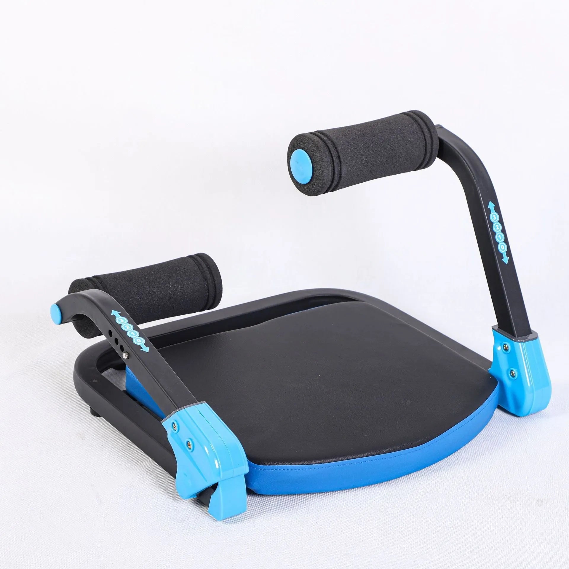 Sky blue and red portable mini multifunctional abdominal exercise device.