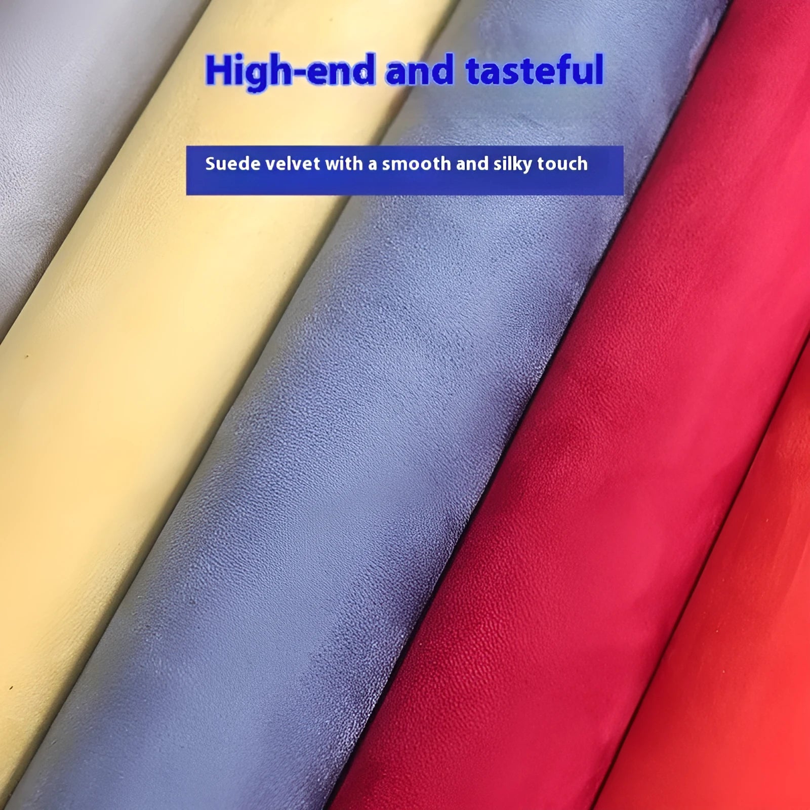Rolls of self-adhesive leather suede in various colours including black, brown, blue, and red for DIY modification.