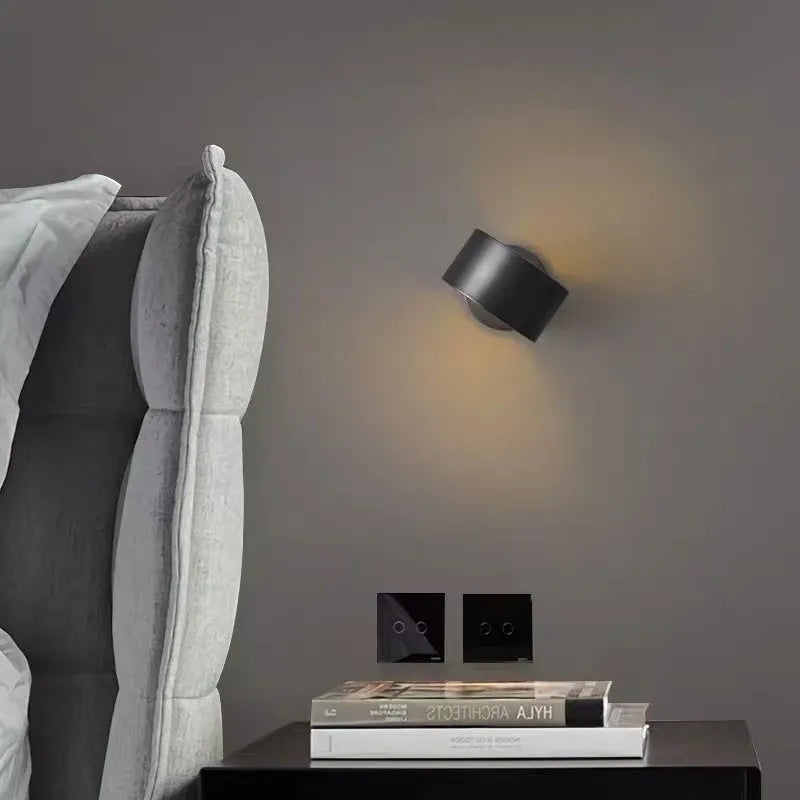 Modern simplicity style copper wall lamp shown in black and gold finish options for living room.