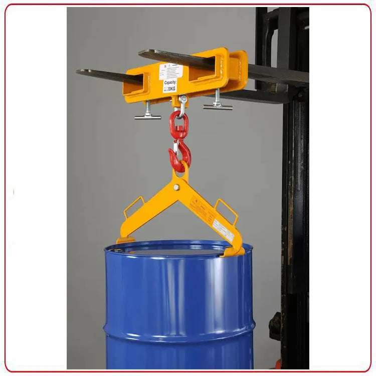 Rotatable drum crane hook with safety lock for forklift attachment, 25 tonne capacity