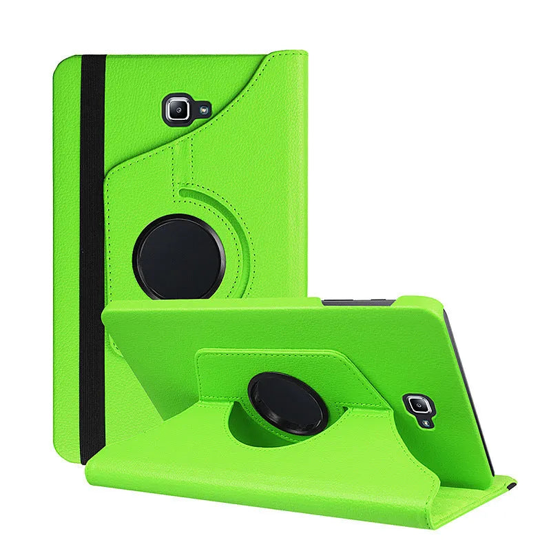iPad 1 rotating leather protective case in clamshell design, showing PU leather texture and solid colour options.