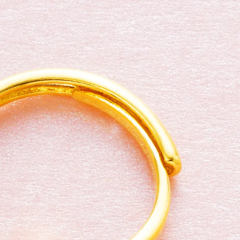 Women's adjustable gold plated ring with zircon stone in six colour variations