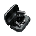 Digital display Bluetooth headset with 2400mAh charging case, black, touch control, waterproof for sports