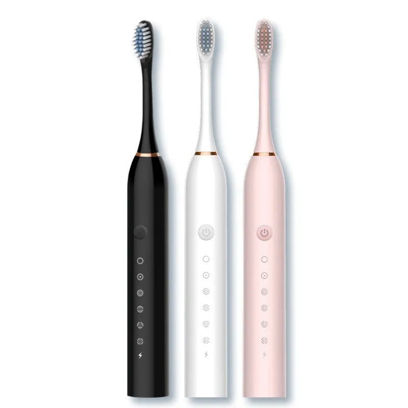 Rechargeable soft-bristle electric toothbrush with magnetic motor, USB charging, sterilization, and 8 brush heads in travel box