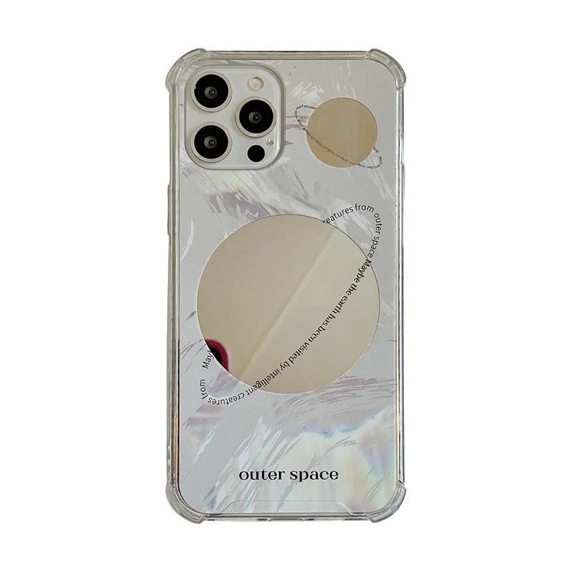 Cool Wind Space Planet mirror phone case in mirror-planet colour with TPU and electroplating for iPhone models