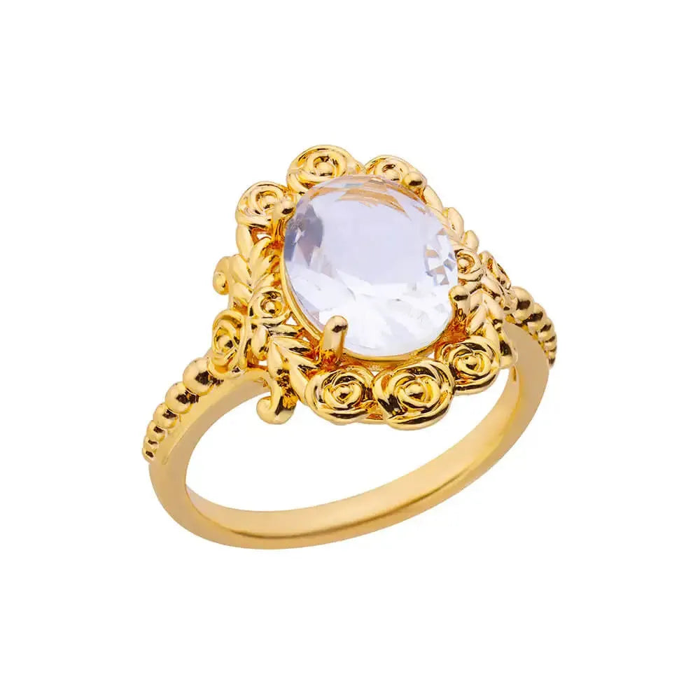 Adjustable 18K gold plated love emerald ring with synthetic zircon for women, open mouth copper design