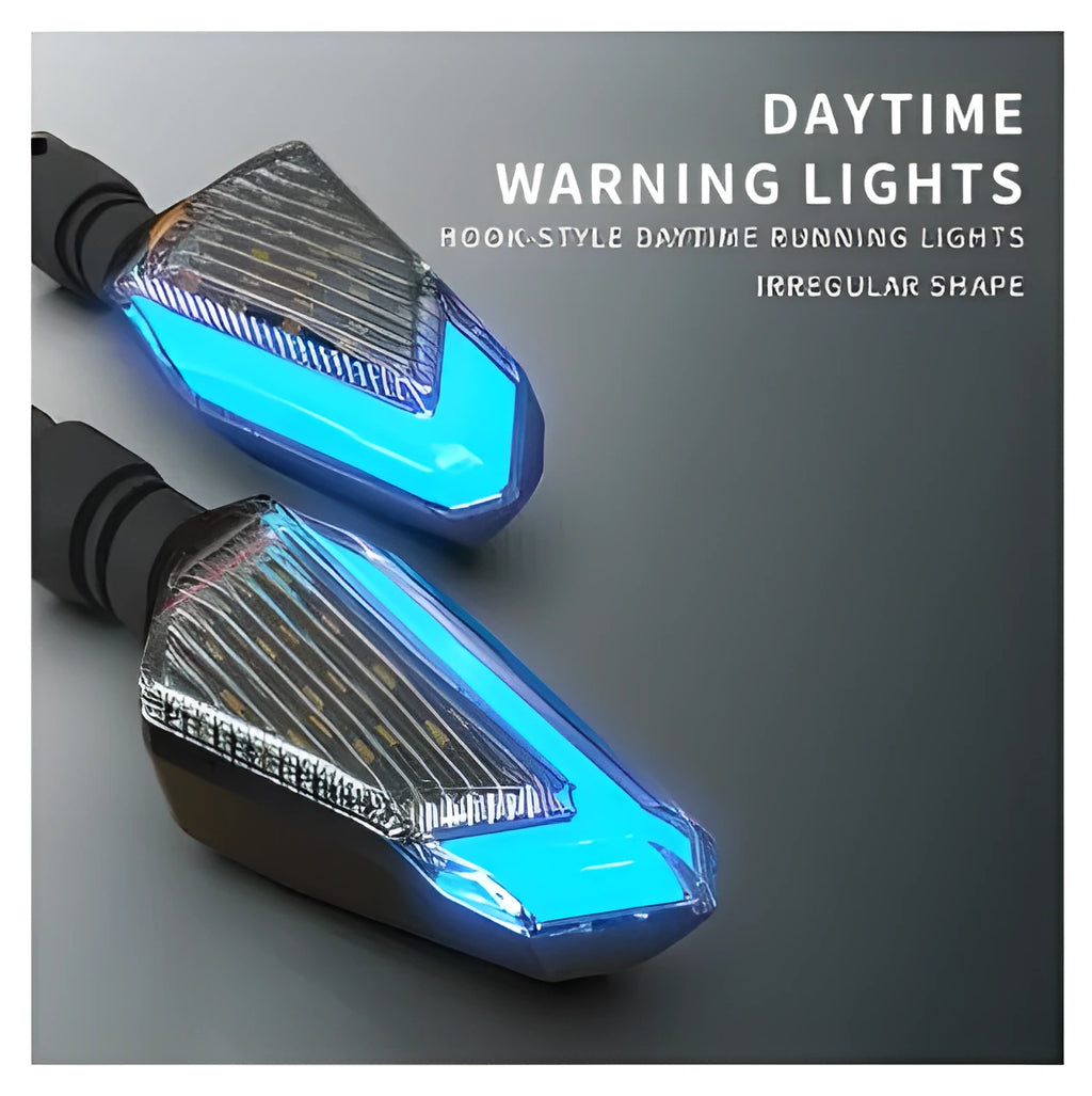 L16 Beast Spirit LED turn signal lamp for off-road motorcycle with hook-shaped daytime running light, yellow light, plastic and acrylic construction