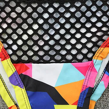 Women's checkered cross strap high waist bikini for swimming