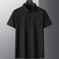 Non-ironing solid colour men's short sleeve business casual shirt on a hanger.