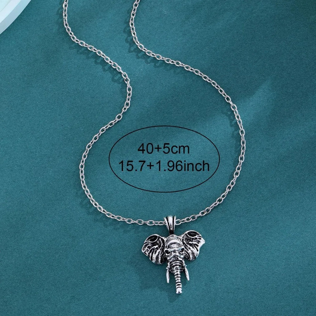 Silver black elephant god pendant necklace for men in hip hop style