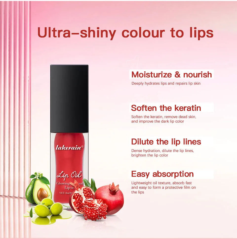 8ml nourishing lip gloss in seven shades including Coral, Clear, Honey, Jam, Pink, Red and Rose
