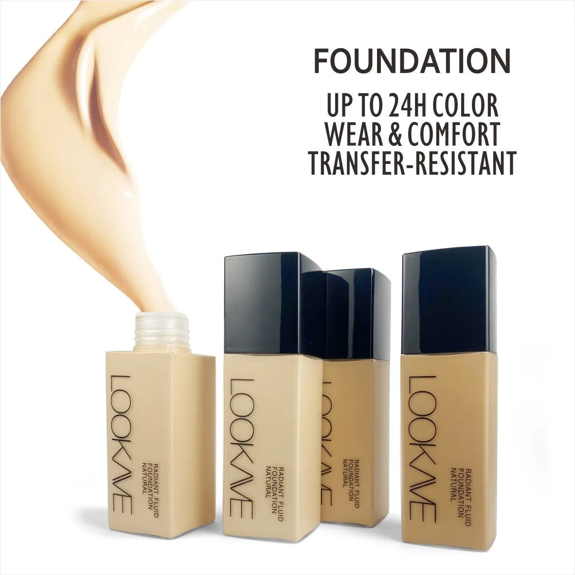 LOOKAVE Matte Liquid Foundation bottle in shade LK63C-01, Ivory White