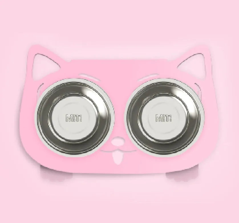 Anti-falling cat dog stainless steel feeding water bowl 35cm x 25cm x 80cm in black white pink blue
