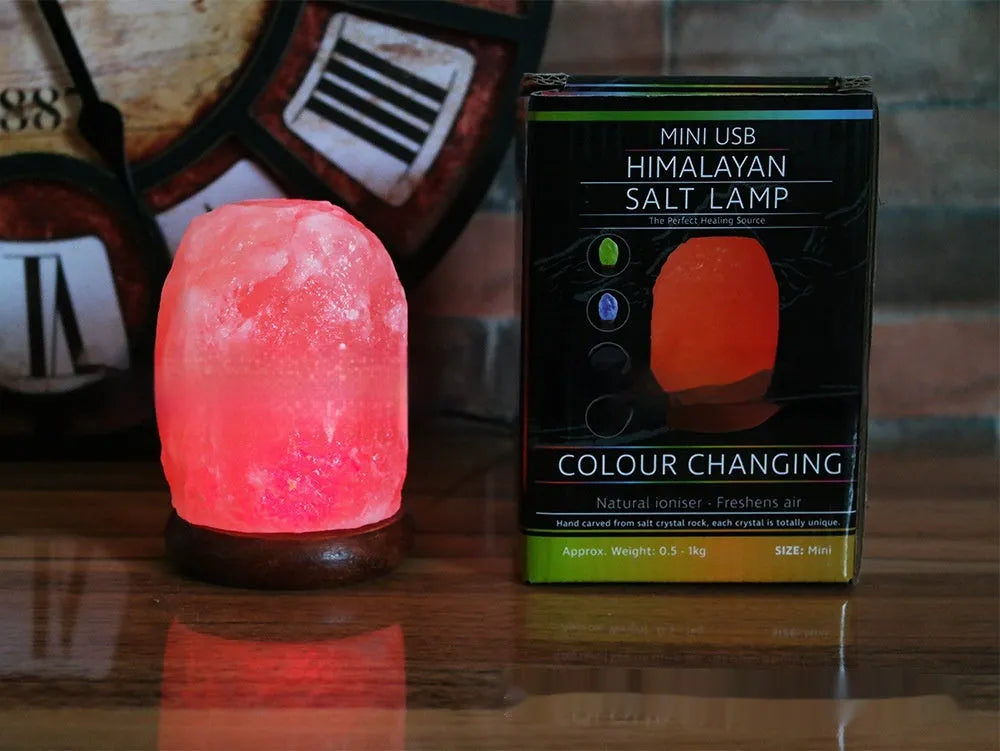 Crystal salt USB LED night lamp in pink or white with colourful colour changing or warm light, 660 * 100mm