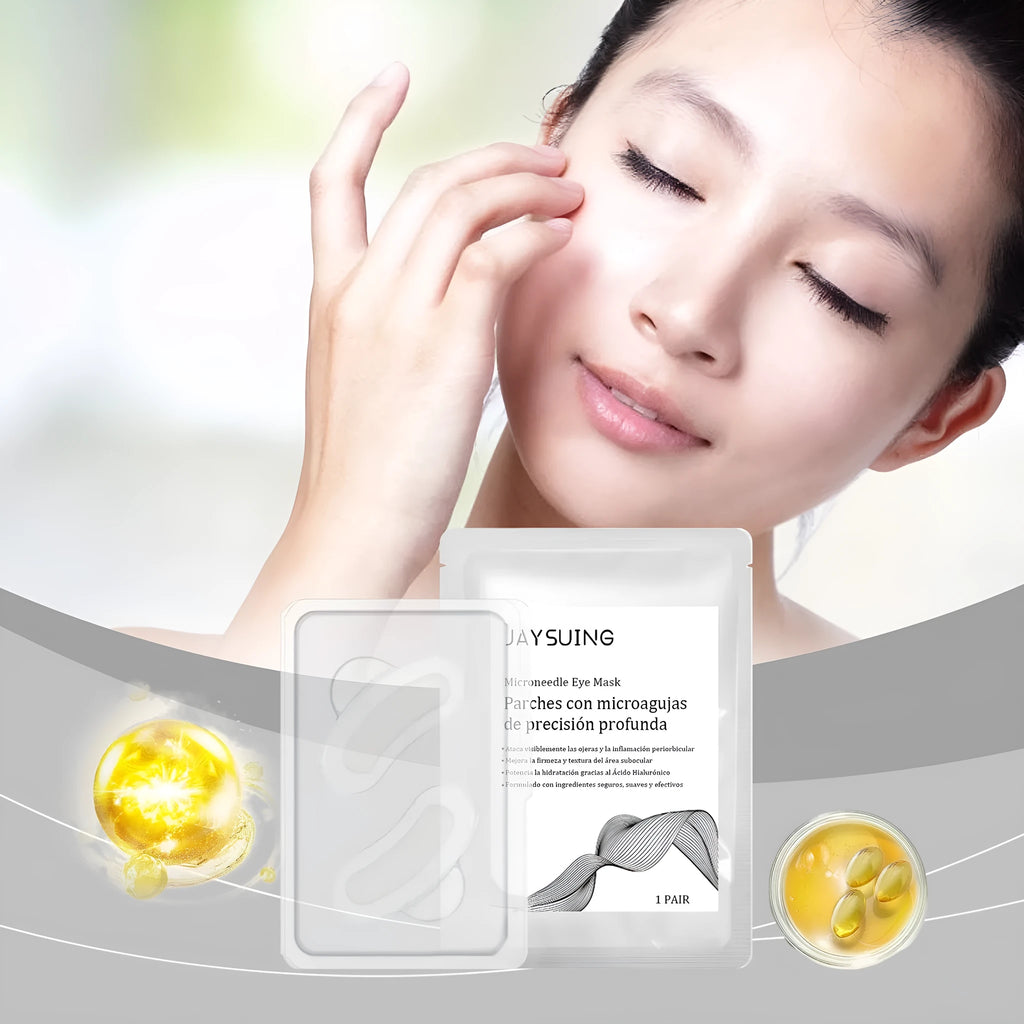 Single pair of cosmetic micro needle eye mask patches for skincare application