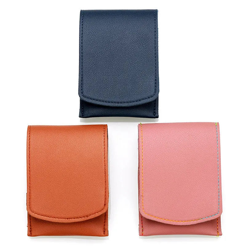 Stainless steel nail clipper set with non-slip black polish and fabric PU leather case in brown colour