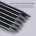 Set of six graphite and three carbonised art pencils in suction card packaging.