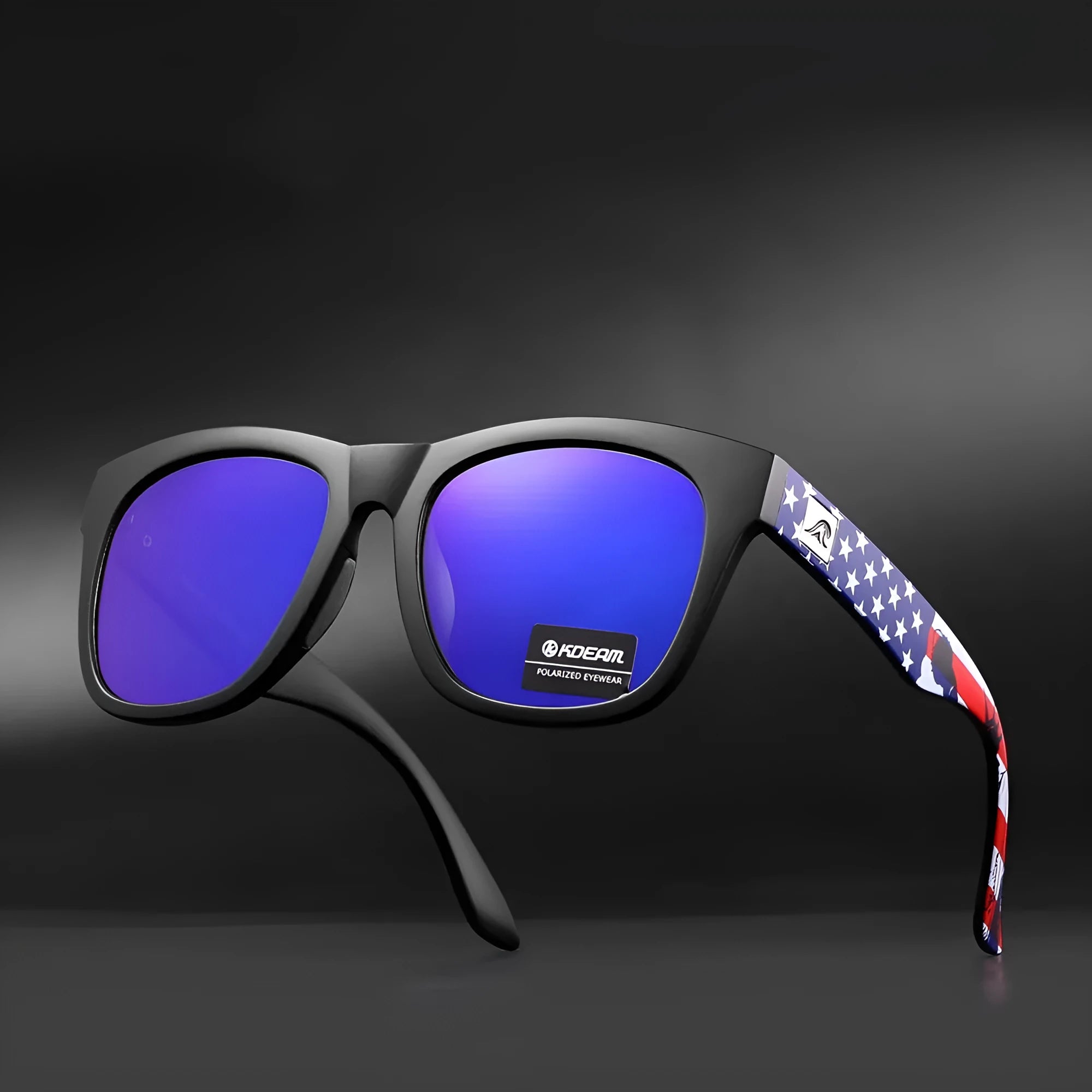 Polarised sunglasses with TAC lenses and PC frame for outdoor driving and fishing.