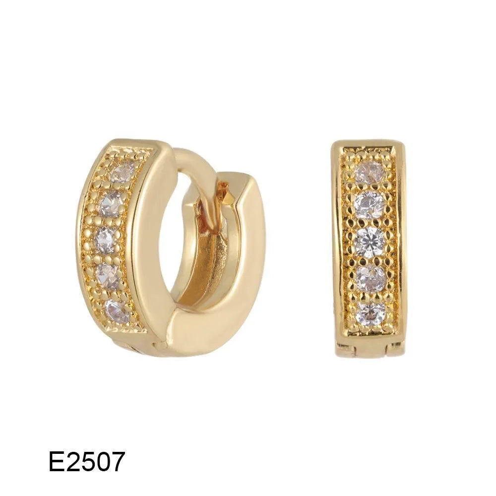 Gold plated heart shape clip earrings with cubic zirconia stones, shown in champagne gold tone colour