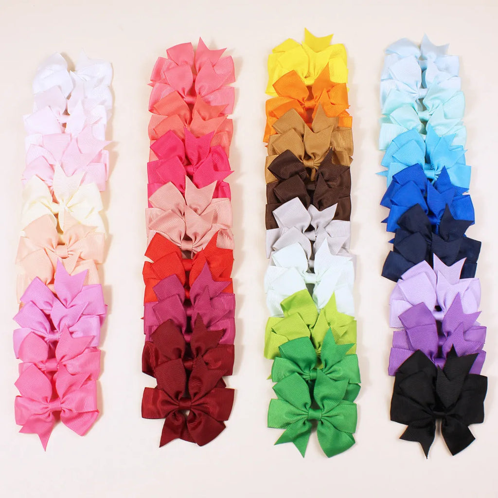Colourful 3 inch grosgrain ribbon hair bows with alligator clips for toddler hair accessories