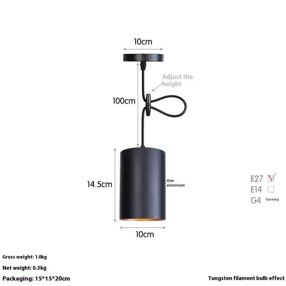 Retro industrial chandelier with black iron cage design, shown in long and short body versions.