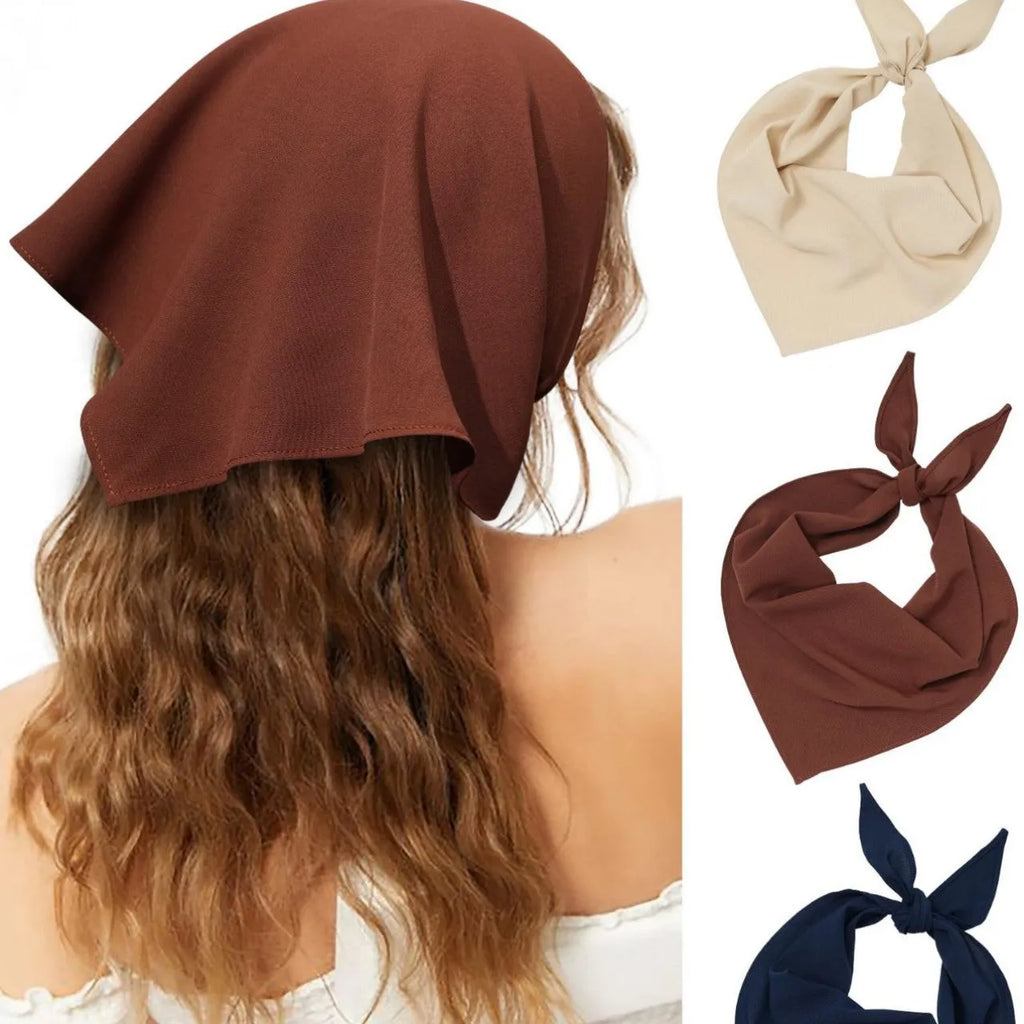 Women's solid colour triangle cloth headscarf in a neutral tone, displayed flat for easy viewing