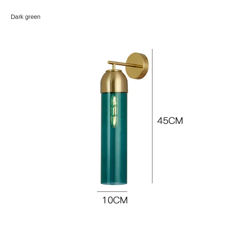 Modern minimalist glass wall lamp with 40cm diameter shade in five colour options
