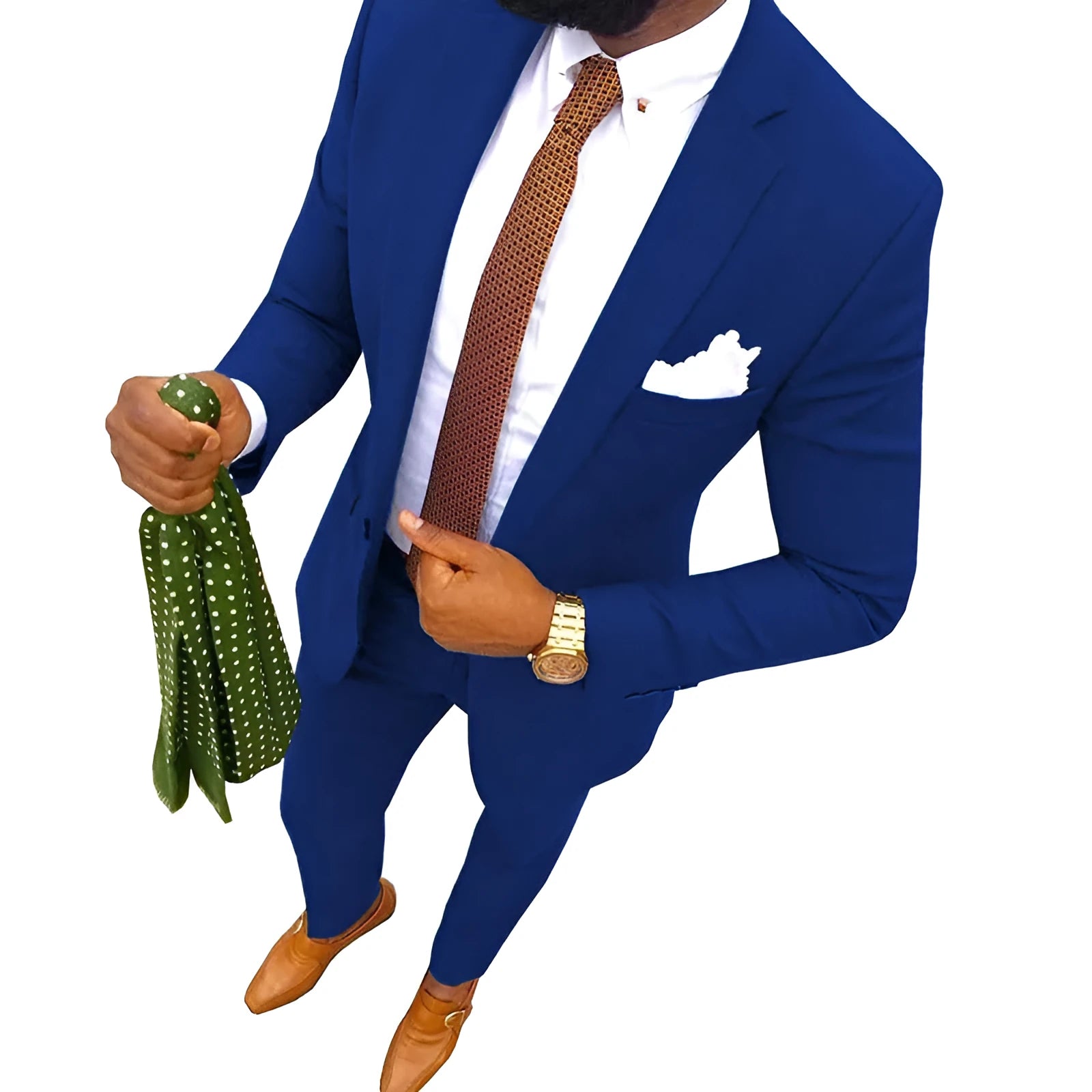 Men's two-piece cotton banquet suit in multiple colours with sizes from XXS to 7XL